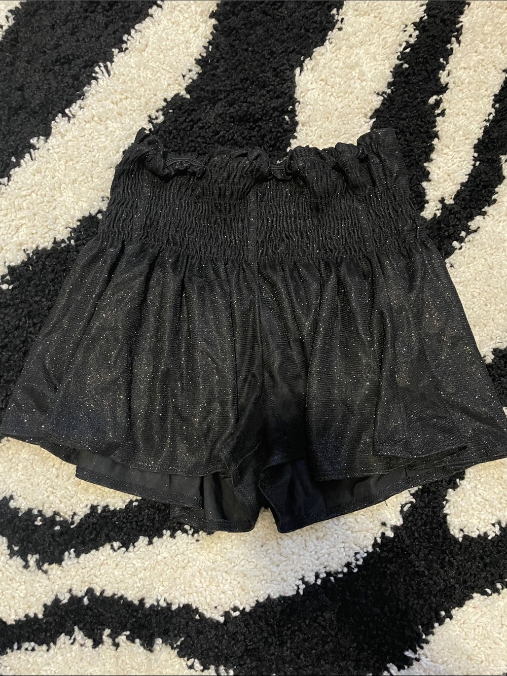 Altar'd State Black Sparkle Smocked Shorts